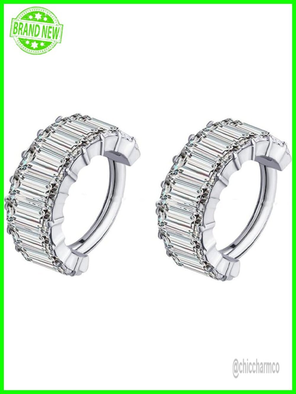 Hypoallergenic Titanium Cubic Zirconia Hoop Huggie Earrings Cuff Stud Set